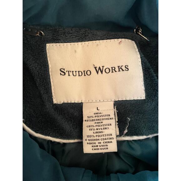 Vintage Winter Coat - Studio Works - Green Oversize Grunge - Size Large EUC - Picture 10 of 11